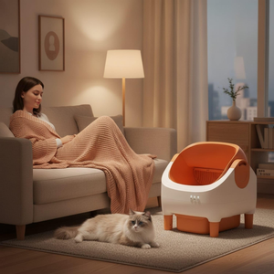 Open-Top Round Plastic Self Cleaning Automatic <b>Cat</b> <b>Litter</b> Box App Control Odor Free Low Noise Multiple <b>Cats</b> Smart Stock - Product Image 5
