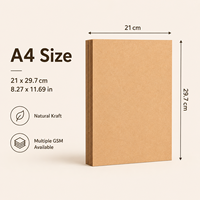 Papier cartonné kraft A4 brun naturel épais, simple face, écologique, mat, vierge, pour l'art, le croquis, le dessin, le bricolage, l'artisanat, les cadeaux