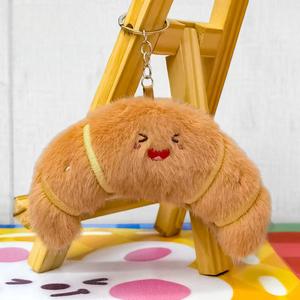 Portachiavi in peluche a forma di sushi, piccolo garnitura di gamberetti, ricamo con faccina sorridente, accessorio per cerniera di zaino, decorazione simpatica mascotte alimentare - Product Image 5