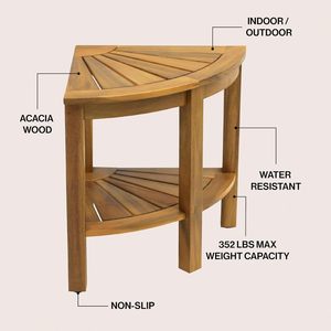Acacia Wood Bath <b>Stool</b> Double Layer Fan Shaped Solid Wood <b>Bathroom</b> Seat Storage <b>For</b> Elderly Pregnant Women - Product Image 4