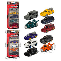 Voiture en alliage 5pcs 1:64 Ensemble promotionnel Simulation Miniature Diecast Toy Vehicles Sliding Alloy Fighter Plane Sports Car Toy