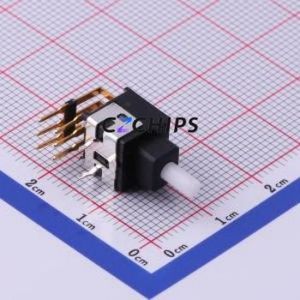 SP-22SH Push Button Switch Through hole Component (THT) Switch Single Pole Double Throw Round Plunger Right Angle Insert White - Product Image 2