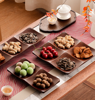 Plateaux en bois de bambou créatifs, plateaux de service à compartiments pour fruits secs, plateau de salon, plateau à thé, plateau de rangement pour fruits, graines de melon, dim sum