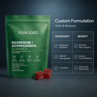 OEM/DOM Cross-Border TK Nouvelles Gommes à l'Ashwagandha Liposomales au Magnésium, Complément Alimentaire Sans Sucre pour une Meilleure Densité Osseuse 360g