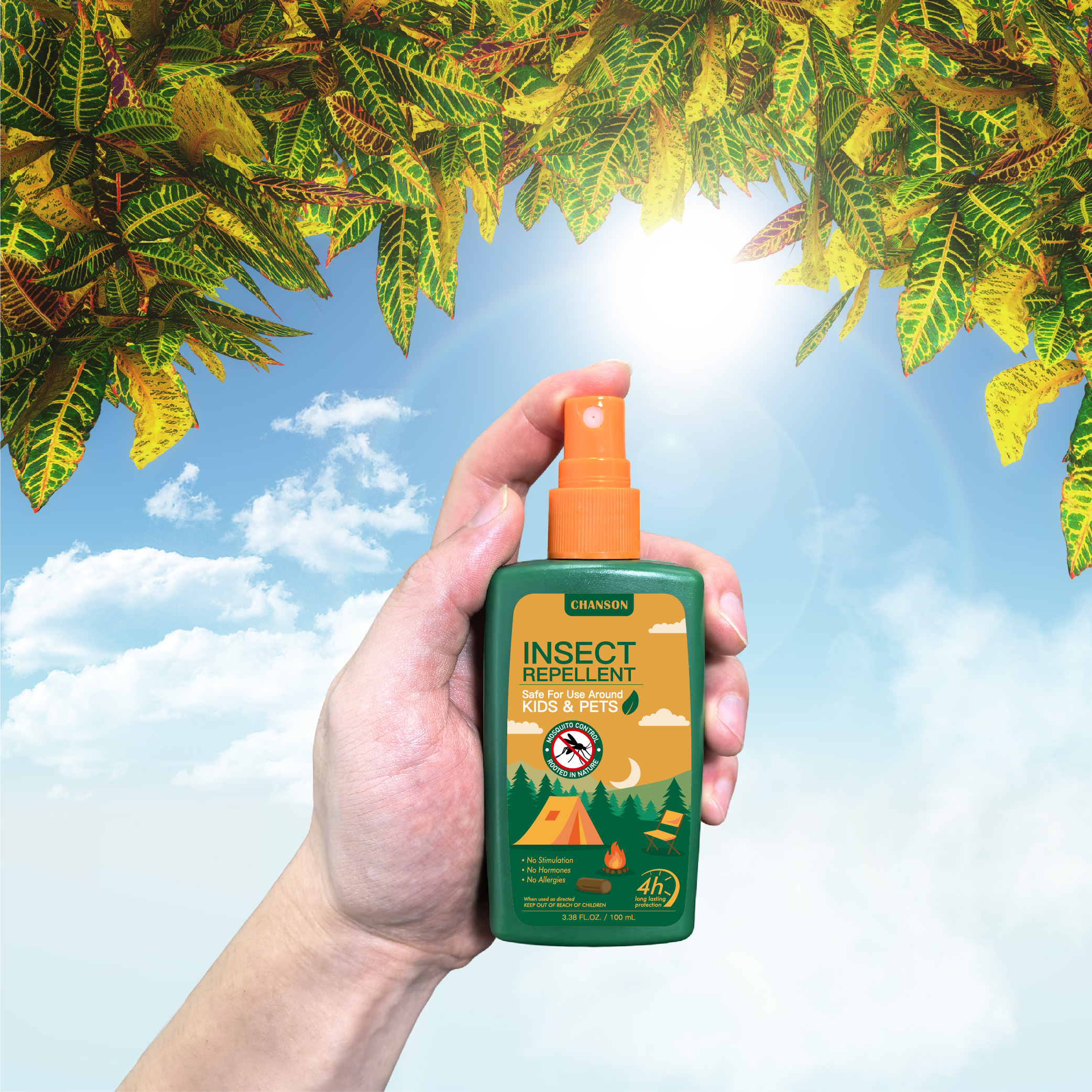 Outdoor Portable 100ml 3.52 Fl Oz Eco-Friendly Deet Free Baby Safe Natural Anti-mosquito Spray Herbal Lemon Eucalyptus Oil