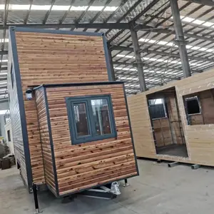 Vervaardigd Thuis 20 Voeten Villa Luxe Meubels Geprefabriceerde Mobiele Kantoor Cabine Tiny Huis Op Wielen Container Met Badkamer