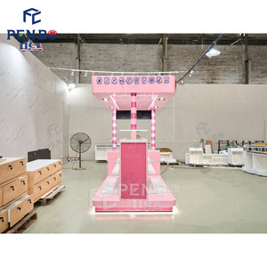 ตู้ขายขนมแบบพกพาสีชมพูปรับแต่งได้ ปี 2025 สำหรับตกแต่งร้านค้า ชั้นวางสินค้า เฟอร์นิเจอร์ - Product Image 5