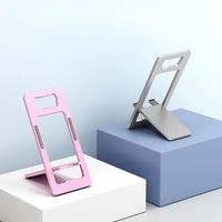 Nouveau support de téléphone portable en aluminium réglable en hauteur, pliable, couleur argent/rouge, pour voyage en avion, utilisation sur bureau, logo personnalisé