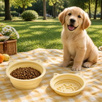 Bol pour animaux de compagnie pliable et portable en silicone de qualité alimentaire, élégant, avec base à ventouse, distributeur de nourriture lent pour chats et chiens, idéal pour les voyages