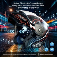 Helm Motor Cool Ride Pro ABS dengan Visor Flip-Up Terintegrasi untuk Headset, Daya Tahan Baterai Lama, Fungsi Navigasi Panggilan