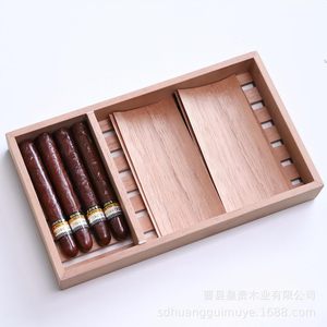 Boîte à cigares rectangulaire en bois de style japonais, humidor anti-humidité avec coupe-cigares pour utilisation sur table - Product Image 5