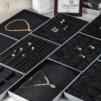 Plateau empilable léger durable de bijoux présentoir de bijoux en métal noir personnalisé plateau de présentation de bijoux