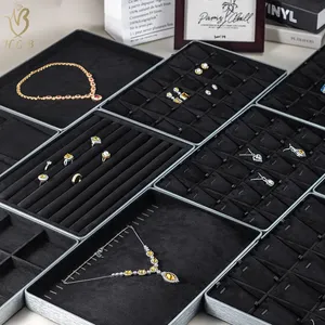 Bền Trọng lượng nhẹ Stackable khay đồ trang sức màu đen tùy chỉnh kim Loại trang sức <span class=keywords><strong>Display</strong></span> Set đồ trang sức khay hiển thị - Product Image 2