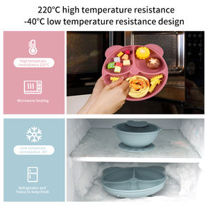 BPA Free Silicone <b>Baby</b> <b>Feeding</b> Set Suction Plate Bowl Bib Spoon Fork Cute Cartoon Design Eco Friendly Dishwasher Safe Portable - Product Image 6