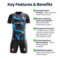 Setelan Jersey Sepak Bola Kustom Bernapas dengan Bahan Polyester Mesh Cepat Kering