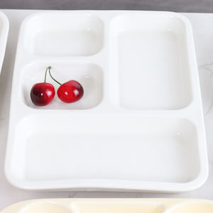White Colorful Glazed Sections Divided Rectangle <strong>Ceramic</strong> Compartment Plates Dinner Serving <strong>Tray</strong> for Hotel Restaurant - Product Image 4
