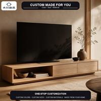 Console TV OEM ODM Écologique Style Japandi, Finition Bois Frêne Clair, Rangement Ouvert et Fermé, 1600-2200mm pour Salon Moderne et Maison