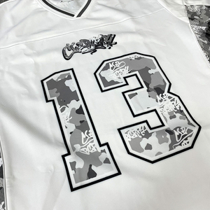 Maillot de football américain personnalisé de haute qualité, design imprimé patchwork, respirant, surdimensionné, pour jeunes - Product Image 3