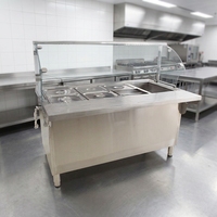 Station de chauffe-buffet électrique personnalisée avec couvercle en verre, multi-compartiments, chauffe-plats isolé, fabrication chinoise, 220V, service rapide de la restauration