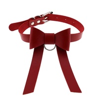 Collier en cuir avec nœud papillon, accessoire de mode Punk et gothique