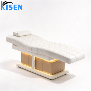 เตียงต่อขนตาไฟฟ้าปรับระดับได้ Kisen Cloth LED พร้อมระบบทำความร้อน ควบคุมอุณหภูมิ ดีไซน์โค้งมนอเนกประสงค์ สไตล์มินิมอล สำหรับร้านเสริมสวยและนวด - Product Image 6