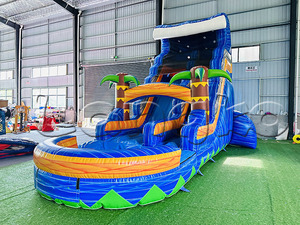 <span class=keywords><strong>Location</strong></span> d'articles d'été Toboggan gonflable commercial en marbre bleu tropical avec <span class=keywords><strong>piscine</strong></span> pour événements - Product Image 3