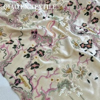 High-End gaya Cina kain bordir tiga dimensi bunga emas tupai gaun Cheongsam rompi 120gsm pernikahan gadis