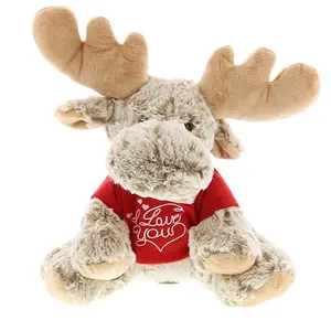 M850 Floppy Ear Plush Stuffed Christmas Moose Animal Toys Santa Holiday Gift Plush Moose Toys