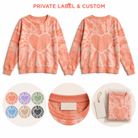 Pull en maille surdimensionné tie-dye motif cœur 100 % coton, vente en gros, OEM ODM, marque privée, fabricant en gros pour marques de vêtements