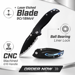Coltello Tascabile Pieghevole Industriale SELAN con Lama <span class=keywords><strong>in</strong></span> Acciaio 9cr18Nov e Manico <span class=keywords><strong>in</strong></span> G10, Piccolo Coltello EDC e da Campeggio con Clip da <span class=keywords><strong>Tasca</strong></span> OEM SL758 - Product Image 4