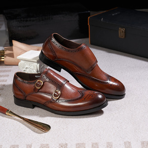 Chaussures en cuir véritable faites à la main W206-<span class=keywords><strong>N8</strong></span> pour hommes, style double boucle, à enfiler, type Oxford, mocassins, pour affaires, bureau et occasions formelles - Product Image 4