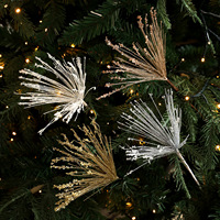 Décorations de Noël en forme d'étoile scintillante, ornements 3D en fil métallique, feux d'artifice suspendus avec perles de cristal, argent, or, blanc