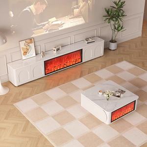Nuovo 3D decorazione camino elettronico <span class=keywords><strong>simulazione</strong></span> fiamma integrata bianco crema stile High-end <span class=keywords><strong>soggiorno</strong></span> TV Cabinet - Product Image 1