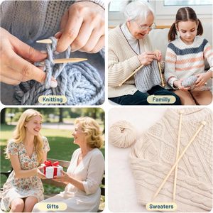 Indskill 18 Pairs Bamboo Knitting Needles <b>Set</b> - 10 Inches Wooden Knitting Needles Single Point with Roll Bag - Portable - Product Image 6