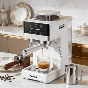 Machine à <span class=keywords><strong>café</strong></span> verte électrique entièrement automatique, portable, compacte, à écran tactile intelligent, avec mousseur à lait et buse vapeur - Product Image 1