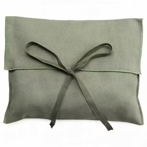 Bow-Tie Closure Security Feature <b>Gift</b> Pouch Natural <b>Fabric</b> Cotton Drawstring Envelope <b>Bag</b> Screen Printed Logo for Jewelry - Product Image 3