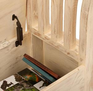 Banco de pecho de madera maciza de mango, asiento marrón vintage, acabado envejecido para espacios al aire libre, parques de granja, gimnasios, centros comerciales, supermercados - Product Image 3