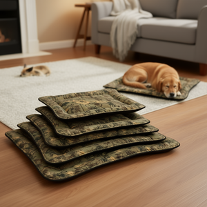 Set di Quattro Tappetini per Cani con Fondo Antiscivolo Quadrato e Motivo, Eleganti Lettini per Animali Domestici - Product Image 3