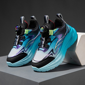 Chaussures de sport pour garçons, respirantes en maille, printemps-automne, tendance 2026, nouvelle boucle pivotante, chaussures de basketball et de course, semelle souple, rayures - Product Image 1