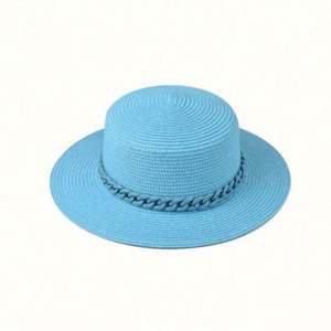 Chapeau de soleil d'extérieur unisexe en paille à large bord, avec chaîne colorée, style sombrero, décontracté et tendance - Product Image 2