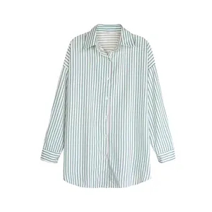 Summer New Striped Shirts Women&#39;s Blouses & Shirts Temperament Simplicity Sunscreen Plus Size Women