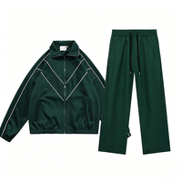 Veste coupe-vent de survêtement homme en nylon personnalisée, style rétro contrastant, avec rayures, OEM, vintage, et pantalon droit streetwear
