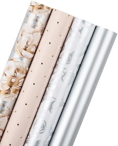 Floral Metallized Gift <b>Wrap</b> <b>Paper</b> <b>Roll</b> 100GSM Eco-Friendly Double Side Coated for Craft and Packaging - Product Image 1