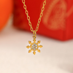 Collier pendentif de Noël en acier inoxydable plaqué or 18 carats, chaîne de clavicule unisexe, cadeau de fête, bijoux - Product Image 2