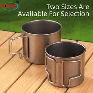 Großhandel Reise becher mit Klapp griff Tragbare Camping Titan Wasser Tasse Geschirr Kaffee Tee Tasse - Product Image 6