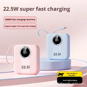 Batería Externa de Carga Rápida y Resistente de 22.5W con Cable Micro USB Integrado, Tipo-C, Pantalla LED, Mini Compacta, Venta al Por Mayor - Product Image 3
