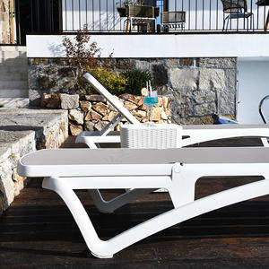 Lettini Prendisole da Spiaggia e Patio in Plastica con Telaio Nero per Piscina Arredo da Esterno - Product Image 4