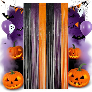 Nouveau style de rideau de guirlandes multicolores pour décor de fond d'Halloween, idéal pour les soirées d'Halloween, les rassemblements et les séances photo - Product Image 1