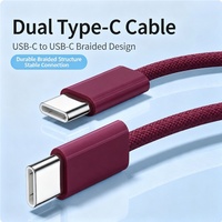 Kabel USB-C ke USB-C Tipe C ke Tipe C, Kabel Data Pengisian Cepat PD Berbahan Nilon Kepang untuk iPhone 15 16 17 18 Pro Max Android Grosir