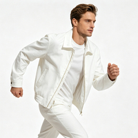 Blouson Homme en Lin et Coton Style Luxe Doublure Rayée Contrastante Respirant Coupe-Vent Léger Fermeture Éclair pour l'Automne